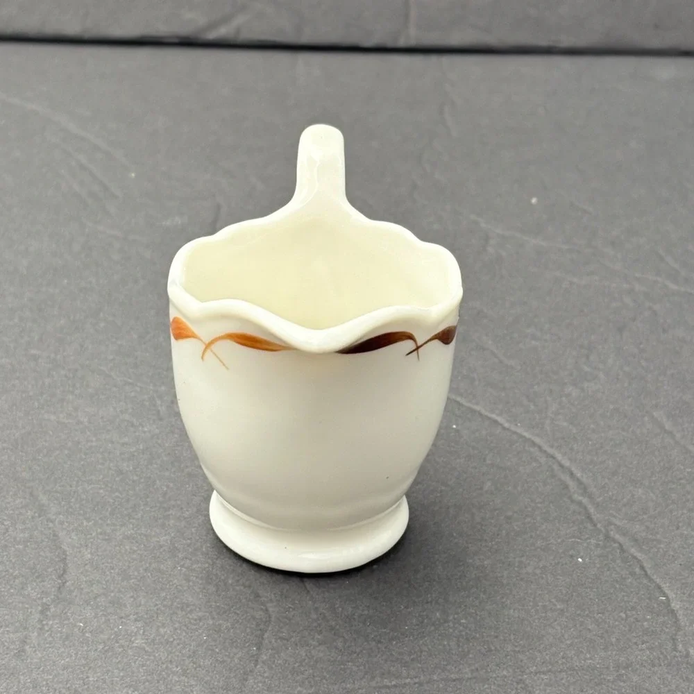 Vintage USA Ceramic Coffee Creamer Brown Orange Stripe Mid Century‎ Diner Retro